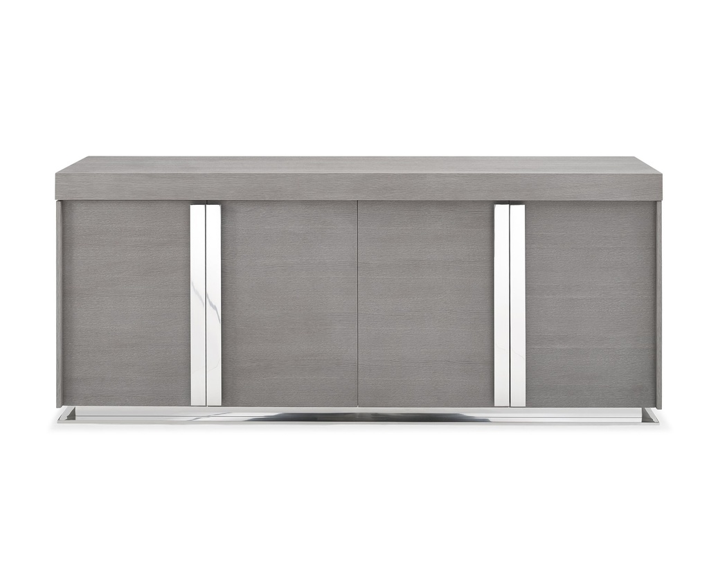 Maurice Buffet in Gray oak veneer and polished stainless steel