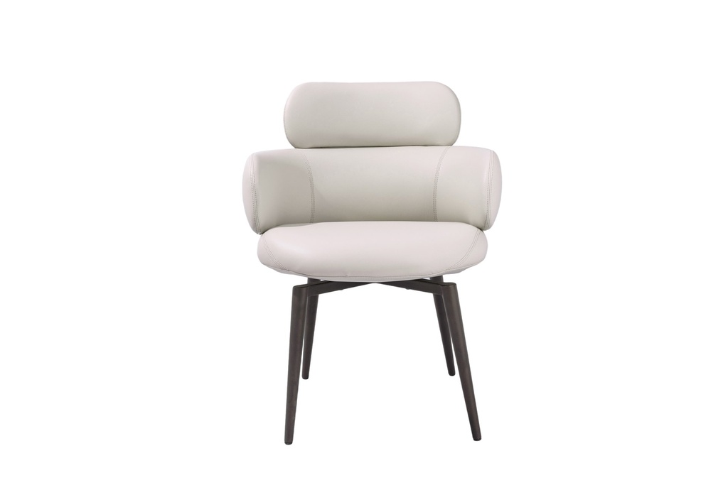 Como Swivel Dining Armchair. Upholstered in Light Gray Faux Leather Easy Clean BIX-2275 and Double Stitch