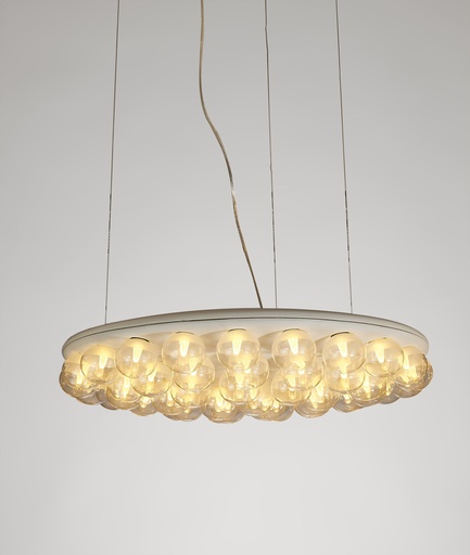[PL1509-WHT] Ruby Pendant Lamp in white metal and glass bulbs