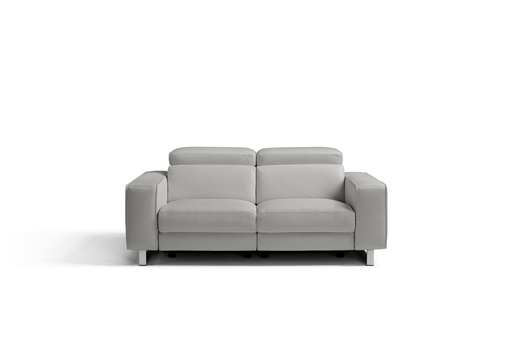 [LS1403LS-LGRY] Augusto Love Seat 100% Made in Italy Light Grey top grain leather 1062 L09S 2 electric recliners